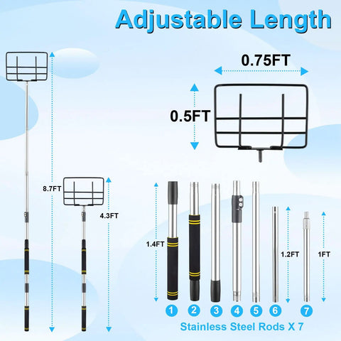 Rugged Edge Protector Handle Pole With Sponge Grip, V Shaped Corner Guards, adjustable length from 4.3 to 8.7 feet shown.