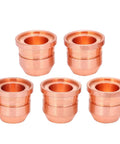 Awesome 5 Piece Plasma Nozzle Kit With Electrode Tips Compatible With Most Cutting Machines For Tough Jobs And Reliable High Temp Performance, showing five copper nozzles.