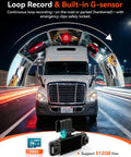 Truck with Five Channel Dash Cam With 360 Degree View And WiFi 6 App, showing loop recording using front and side cameras.