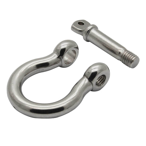 Bow Shackle Three Quarter Inch Stainless Steel Marine Grade 316 Heavy Duty Two Pack For Boat Tie Downs And Towing 5500 Lb Working Load Limit Not For Overhead Lifting