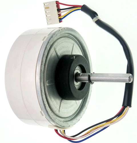 DC Brushless Heavy Duty Fan Motor For Central Air Conditioner With Inverter 13W Air Conditioner Motor OEM WZDK13-38G-1 Replacement For Midea Systems High Efficiency Central AC Motor, showing a white motor with wiring.