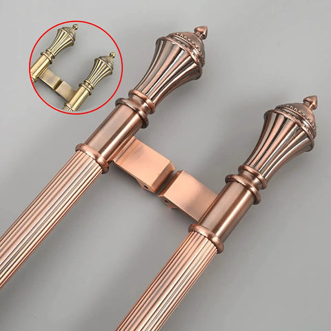 Vintage Courtyard Wooden Door Push Pull Bar Handle In Brushed Stainless Steel, Heavy Duty Door Hardware For Sliding Glass Shower Kitchen Entrance, 120 Cm Long (47.2 In), Waterproof Anti Rust Finish, Ergonomic Edge, rose gold pull handles