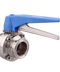 Blue Trigger 1.5 Inch Tri Clamp Butterfly Valve Made From 304 Stainless Steel Clover Body, 13 Position Handle