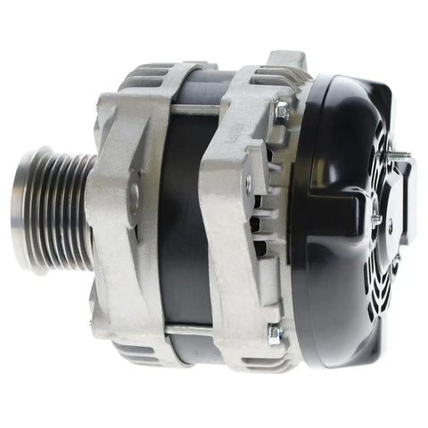 Top Tier Alternator Pumping Out Smooth Cranking Power And Built Tough Reliability Compatible With Toyota 4Runner FJ Cruiser And Tundra Models Rocking A 4.0 Liter Engine For Painfree Installation And Daily Grind, showing side view of metallic alternator with black components.