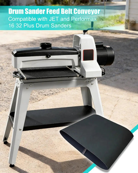 100 Grit Drum Sander Feed Belt For Performax 16 32 Drum Sanders Replacement shown with sanding machine