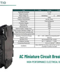 AC Miniature Circuit Breaker 15 Amp 120V 240V 1 Pole DIN Rail Mount 35mm UL489 Listed HCB1U60 MCB with spec sheet