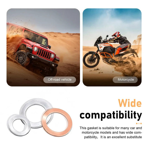Pro Grade 100 Piece Oil Drain Plug Gasket Set With Anti Leak Heat Resistant Crush Washers, 5 sizes shown for vehicles