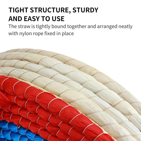 Close-up of tightly bound straw layers in Traditional Handcrafted Straw Archery Target For Outdoor Practice Dope 5 Layer Option