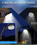 120W Dusk To Dawn LED Barn Light With Adjustable Angles And Heavy Duty Mounting Arms, 18000LM Outdoor Yard Flood Light, Photocell Sensor, 5000K Brightset, IP65 Waterproof Security Lighting showing easy installation on wall and pole with bright LED illumination.