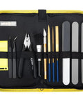 Gundam Model Tool Kit Dope 17 Piece Set with pliers, tweezers, files, brush in canvas bag for plastic model kits