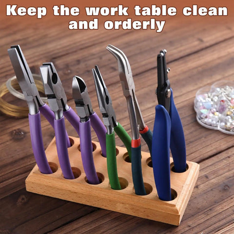 Wood Pliers Holder With Multi Slot Rack For Beading Tools And Hand Tools Durable Bead Tool Organizer on workbench