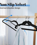 Black Velvet Hangers 20 Pack Space Saving Non Slip With Tie Bar Shoulder Notches Heavy Duty ABS Hangers with shirt hanging