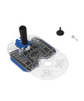 Top Shelf Trim Router Edge Guide With An Ergonomic Grip For Bullseye Precision On Standard Wood Routers, featuring clear base and adjustable handle.