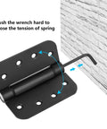Adjustable Spring Door Hinges 4x4 Inch Self-Closing Matte Black Stainless Steel Mortise Hinges tension control with wrench