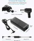 Diagram of 24V Power Supply Adapter 100-240V AC to DC 24V 5A 120W Converter Pack of 5 with 5.5x2.5mm plug LED driver