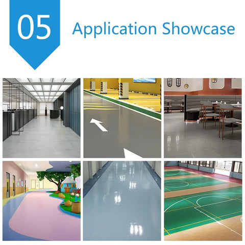 Application showcase of floors repaired with Premium 100M Black PVC Welding Rods For Flawless Sports Floors And PU Repairs.