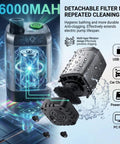 Portable Camping Shower With Heater, Battery Powered Shower Pump With 6000mAh Battery highlighted with filter net