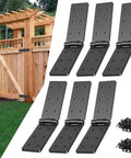 Heavy Duty Gate Hinges 270 Degrees Fully Adjustable Six Pack Black Steel shown with installation screws for bifold barn doors.