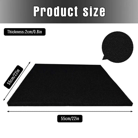 22 Inch Square No Splatter Oil Change Pad For Cars, Anti Splash Drain Mat, black, 55cm size, thickness 2cm, top view
