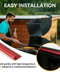 Two red 13 ft silicone gasket tubes for smoker doors; high-temp P-type seal, 7/16" x 7/8" up to 500°F.