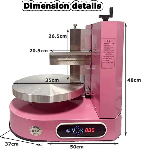 Pink Portable Automatic Cake Icing Smoothing And Decorating Machine Electric Icing Tool For Smooth Coats And Clean Edges with dimensions 50cm x 37cm x 48cm
