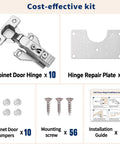 All In One Soft Close Cabinet Hinges Kit For Half Inch Overlay Face Frame Cabinets With 105 Degree Concealed Hinges 10 Pack