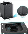 Two Pack 4x4 Post Base Anchors Solid Steel With Black Powder Coat Heavy Duty Deck Post Brackets 3.6x3.6 Inches Detail View