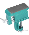 Heavy Duty Iron Bench Vise With Wide Jaw Clamps For Rock Solid Woodworking And Metalworking Holddown Tool, compact size, sturdy build.