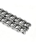 Premium 08B Stainless Roller Chain With Single Strand Design, ideal for industrial conveyor systems and heavy machinery drive applications.