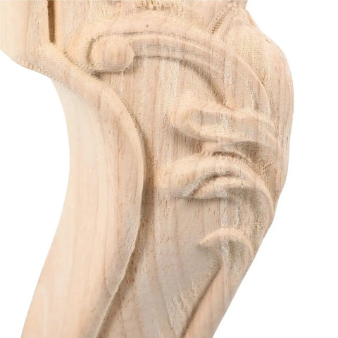 Close-up of carved European-style solid rubber wood furniture leg, part of 4 Pieces Carved European Style Solid Rubber Wood Furniture Legs For Couch Table Cabinet And Chair Replacement Easy Install No Fuss Upgrade For Cabinets And Sofas Home Decor.