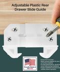 Plug And Play Rear Drawer Slide Guides Four Pack For One Quarter Inch Rails T Shape Center Mount wood track adjustable plastic guide