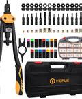 16 Inch Rivet Nut Tool Kit With 15 Mandrels And 300 Rivet Nuts Assortment For Metric And SAE Sizes with carrying case and tools.