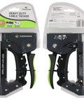 Front and back view of Heavy Duty Manual Staple Gun Cable Tacker For Electrical Cables And Wires Black Pro Grade Tool