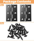 Two Pack Small Door Hinges, Black Stainless Steel 3 Inch Hinges With Screws For Wood Doors, Cabinets And Windows
