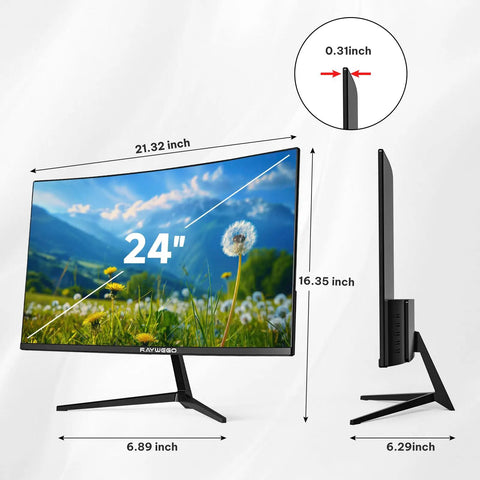 24 Inch Curved Gaming Monitor With 120Hz 1ms Response For Slick Gameplay And Crisp Home Office And Casual Gaming Setup, side view