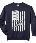 Patriotic USA Flag Sweatshirt for Helicopter Pilots and Gyro Fans, Dope Comfy Colors Adult Crewneck, Aviation Gift for Flyers, Relaxed Fit and Cozy Warmth.