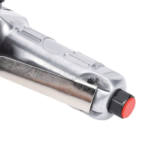 Air Powered 4 Inch Angle Grinder 11000 RPM Lightweight Frame With Solid Grip showing detail of handle and switch for ergonomic use.