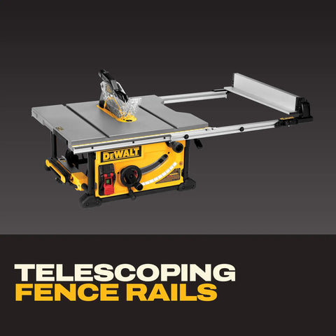 Heavy Hitter 10 Inch Contractor Table Saw With Durable Rolling Stand And Precision Rack Pinion Fence System For No Fuss Assembly And Effortless Wood Cutting All Week Long, featuring telescoping fence rails.