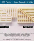 Heavy Duty Right Angle Pool Drain Grate Set Of Two, 90 Degree Corner Bath Floor Drain Cover in ABS plastic, front and rear views.