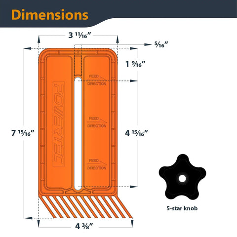 Dimensions of Heavy Duty Stackable Featherboards 2 Pack For Table Saw Router Table And Band Saw With Universal T Track And Miter Slot Mount Hardware.