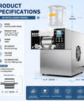 Commercial Snow Cone Machine Heavy Duty Stainless Steel Ice Shaver No Sweat Snowflake Maker Pro Grade Electric Slicer dimensions and specs.