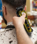 Cordless Barber Clipper And Trimmer Set For Men With 10 Guide Combs USB Rechargeable LED Display Precise Cutting in use