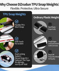 Customizable Pickleball Paddle Weight Set with TPU Snap Weights vs Ordinary Plastic Weights in comparison chart