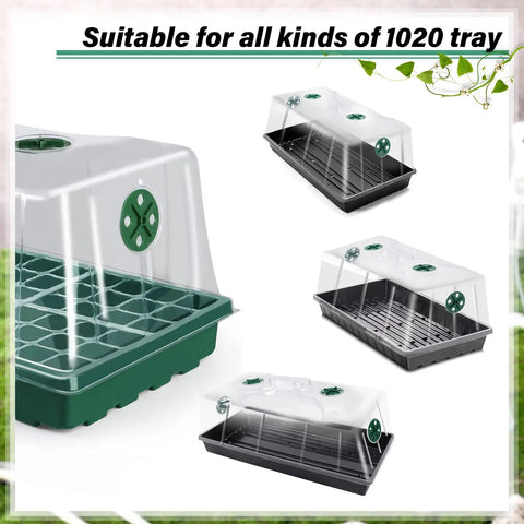 20 Pack Humidity Vented Domes For 1020 Seed Trays 7 Inch Tall Clear Plastic Greenhouse Covers With Four Green Vents