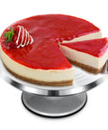 12 Inch Cake Stand With Non Slip Turntable Aluminum Construction For Cake Decorating Spinner Round Display Tray with cheesecake