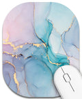 Compact 6x7 Inch Mouse Pad For Laptop And Keyboard Tray, Built For Home Office And Travel, Non Slip Rubber Base, Waterproof Surface, Ultra Smooth Glide, Cyan Blue Marble.