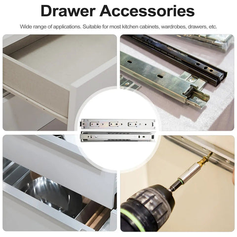 Drawer Slides 10 Inch Three Section Track Rails Side Mount Silver Set Of 2 For Cabinets Dressers And Closets Smooth Glide Hardware