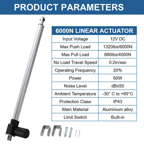 40 Inch Long Stroke 12V Linear Actuator 1320 Lbs Beefy Heavy Duty Electric Actuator With Mounting Brackets specifications