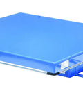 Rugged Electric Hydraulic Lift Table 48 X 48 Inch Steel Platform with blue finish for smooth material handling and garage use.