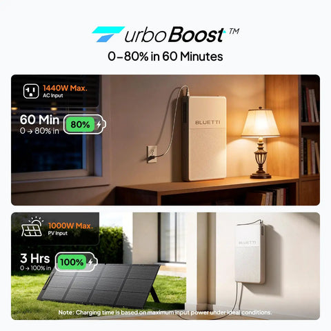 Top Shelf Portable Power Station 2016Wh Expandable To 8064Wh Lfp Battery Backup charging at 1440W in a home setting.